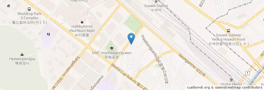 Mapa de ubicacion de 상암치안센터 en Güney Kore, Seul, 마포구, 상암동.