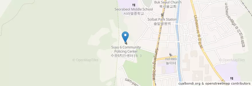 Mapa de ubicacion de 수유6치안센터 en Güney Kore, Seul, 강북구, 우이동.