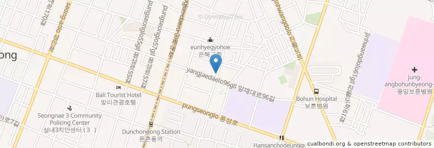 Mapa de ubicacion de 둔촌2치안센터 en Corée Du Sud, Séoul, 강동구, 둔촌동, 둔촌2동.