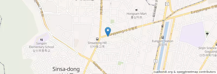 Mapa de ubicacion de 신사1치안센터 en Corea Del Sur, Seúl, 은평구, 신사1동.