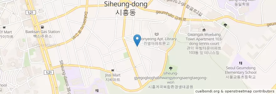 Mapa de ubicacion de 시흥5치안센터 en Korea Selatan, 서울, 금천구, 시흥5동.