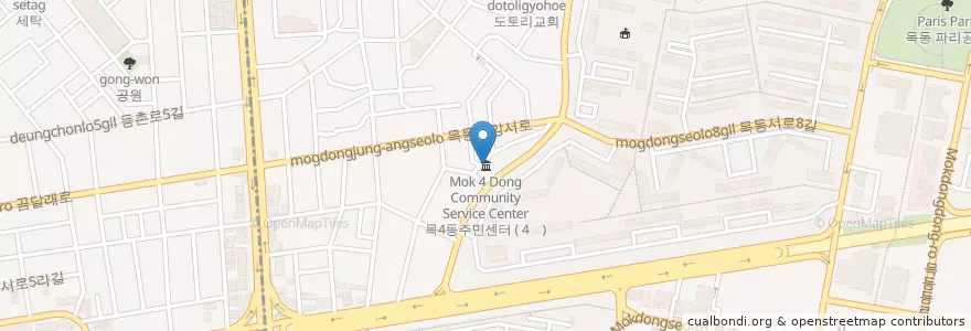 Mapa de ubicacion de 목4치안센터 en Güney Kore, Seul, 양천구, 목4동.