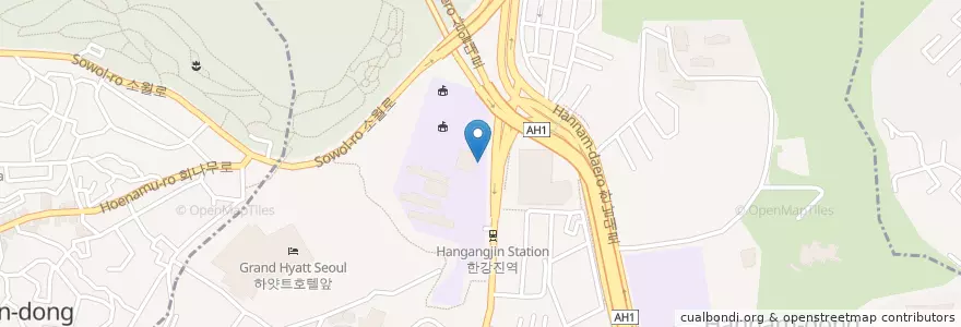 Mapa de ubicacion de 한남2치안센터 en 대한민국, 서울, 용산구, 한남동.