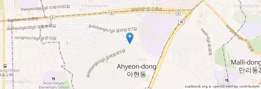 Mapa de ubicacion de 아현2치안센터 en Coreia Do Sul, Seul, 아현동, 아현동.