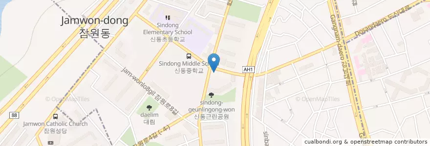 Mapa de ubicacion de 잠원치안센터 en Corée Du Sud, Séoul, 서초구, 잠원동.