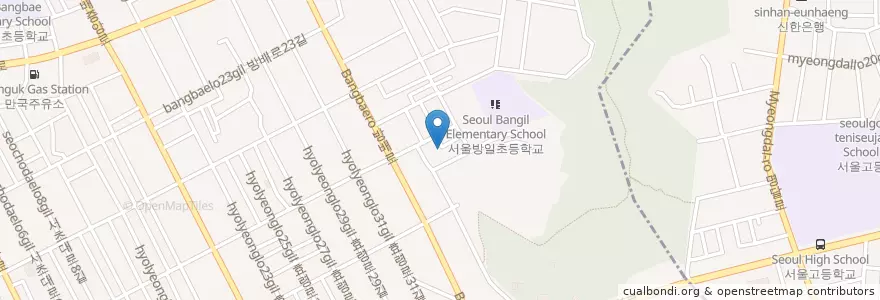 Mapa de ubicacion de 방배1치안센터 en 大韓民国, ソウル, 瑞草区, 방배동, 방배1동.