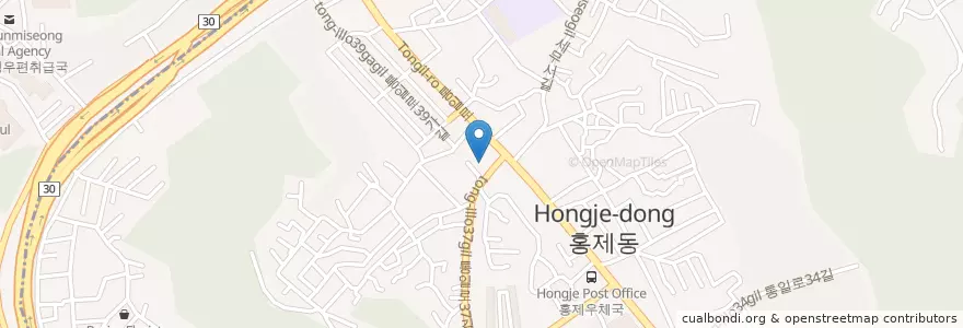 Mapa de ubicacion de 홍제치안센터 en 大韓民国, ソウル, 西大門区, 홍제1동.