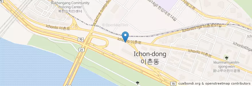Mapa de ubicacion de Ichonhangang Community Policing Center en South Korea, Seoul, Yongsan-Gu, Ichon 1(Il)-Dong.