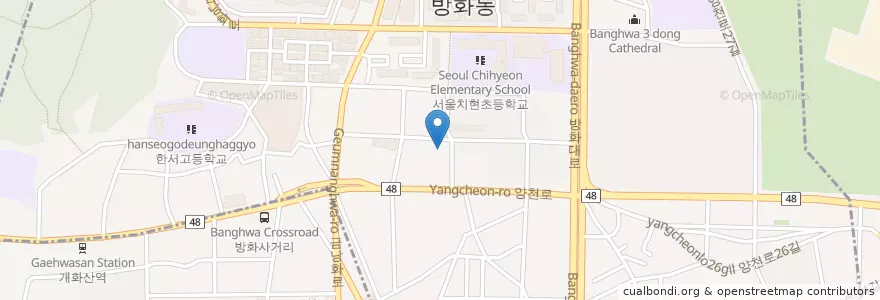 Mapa de ubicacion de 방화1치안센터 en 韩国/南韓, 首尔, 江西区, 방화2동, 방화1동.