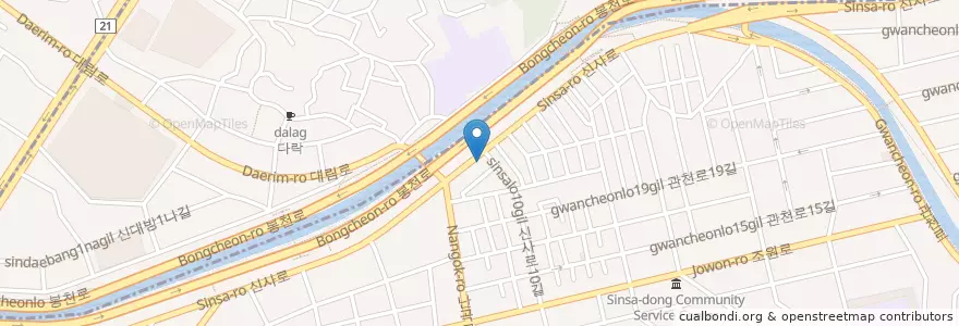 Mapa de ubicacion de 신림4치안센터 en 대한민국, 서울, 동작구.