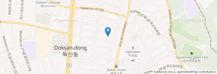 Mapa de ubicacion de 독산2치안센터 en 대한민국, 서울, 금천구, 독산4동.