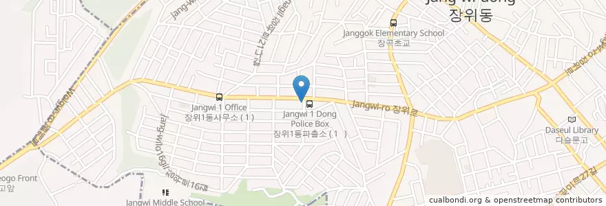 Mapa de ubicacion de 장위1치안센터 en Zuid-Korea, Seoel, 성북구, 장위1동.