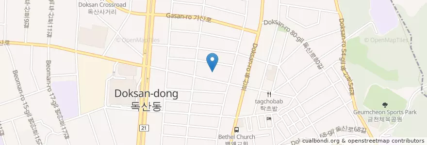 Mapa de ubicacion de 신독산치안센터 en Республика Корея, Сеул, 금천구, 독산4동.