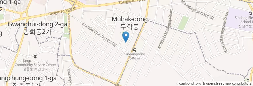 Mapa de ubicacion de Muhak Community Policing Center en South Korea, Seoul, Jung-Gu, Sindang-Dong.