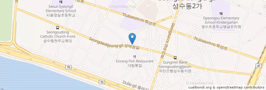 Mapa de ubicacion de 성수2치안센터 en Coreia Do Sul, Seul, 성동구, 성수2가1동.