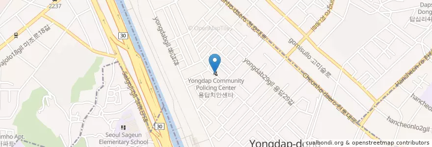 Mapa de ubicacion de 용답치안센타 en کره جنوبی, سئول, 성동구, 용답동.