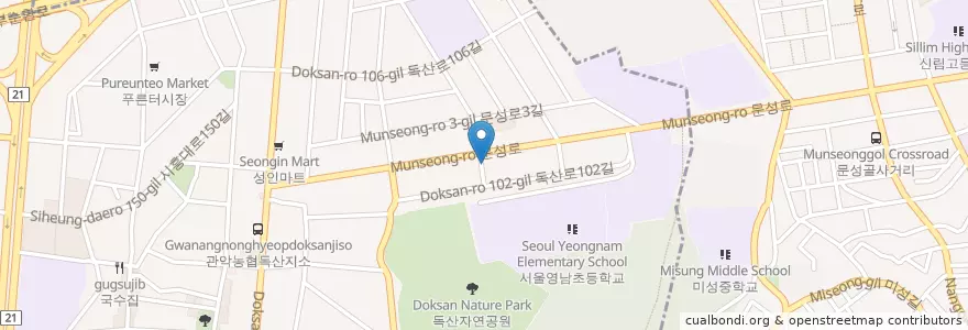 Mapa de ubicacion de 독산3동치안센터 en 대한민국, 서울, 금천구.