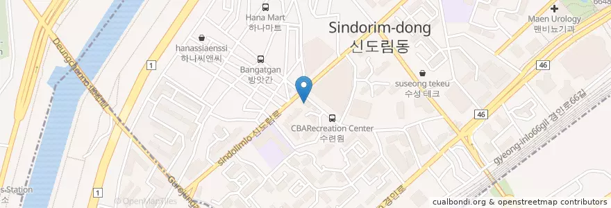 Mapa de ubicacion de Sindorim Community Policing Center en South Korea, Seoul, Guro-Gu, Sindorim-Dong.