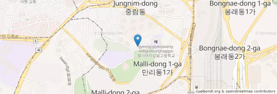 Mapa de ubicacion de 중림치안센터 en Korea Selatan, 서울, 중구, 중림동.