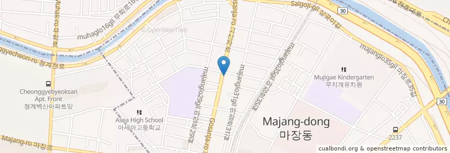 Mapa de ubicacion de 마장치안센터 en Südkorea, Seoul, 성동구, 마장동.
