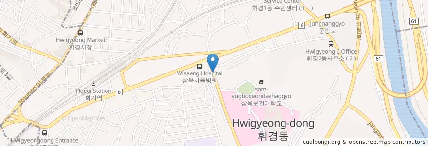 Mapa de ubicacion de 휘경치안센터 en Zuid-Korea, Seoel, 동대문구, 휘경2동.