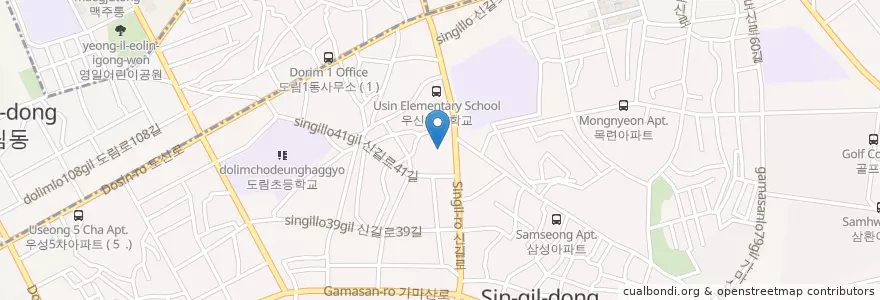 Mapa de ubicacion de 신길3치안센터 en Corea Del Sud, Seul, 영등포구, 신길4동.