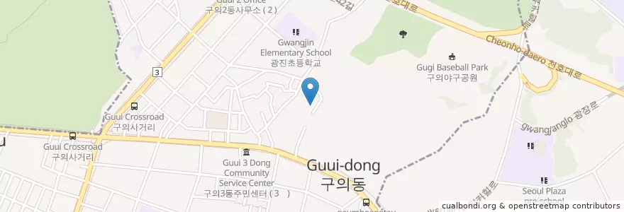 Mapa de ubicacion de 구의파출소 en Corée Du Sud, Séoul, 광진구, 구의2동.
