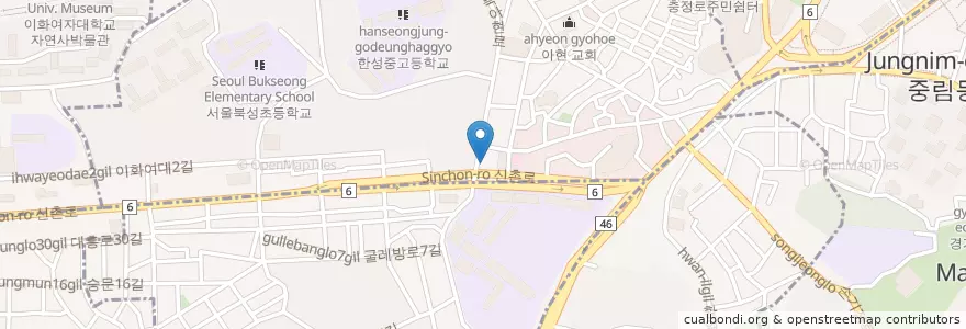 Mapa de ubicacion de 북아현1치안센터 en کره جنوبی, سئول, 아현동.