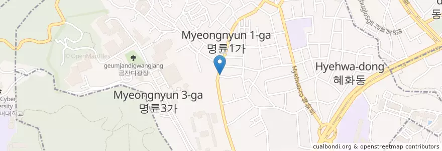 Mapa de ubicacion de 명륜치안센터 en Korea Selatan, 서울, 성북구, 혜화동.