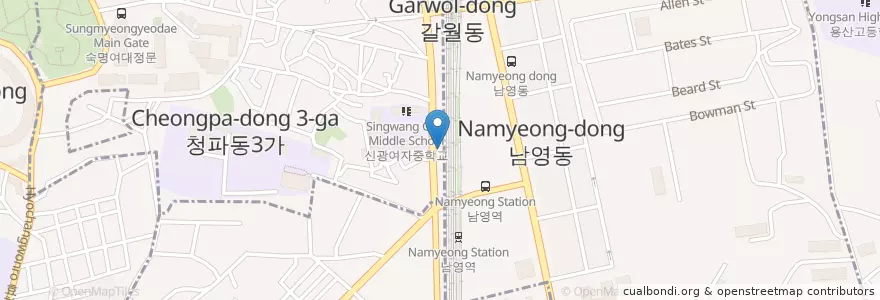 Mapa de ubicacion de 청파치안센터 en 대한민국, 서울, 용산구, 청파동.