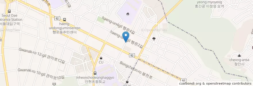 Mapa de ubicacion de 봉천6치안센터 en کره جنوبی, سئول, 관악구, 행운동.