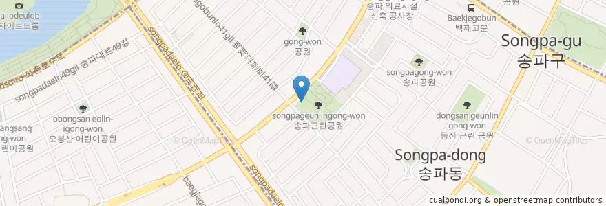 Mapa de ubicacion de 송파1치안센터 en Coreia Do Sul, Seul, 송파구, 송파1동.