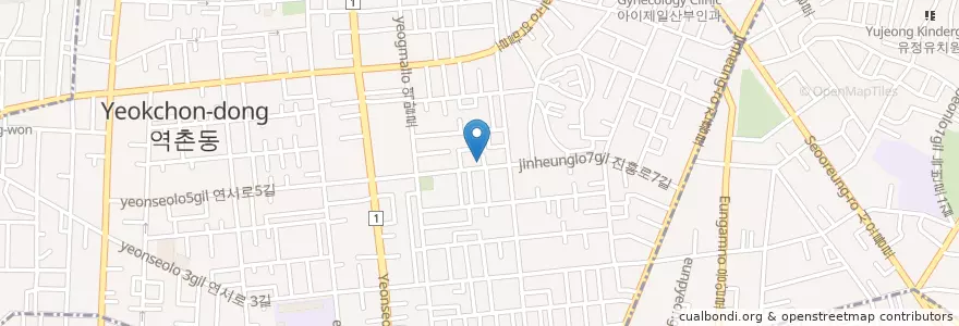 Mapa de ubicacion de 역촌1치안센터 en Corée Du Sud, Séoul, 은평구, 역촌동.