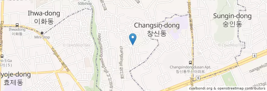 Mapa de ubicacion de 덕산치안센터 en Korea Selatan, 서울, 종로구, 창신2동.