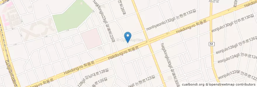 Mapa de ubicacion de 논현1파출소 en Республика Корея, Сеул, 강남구, 논현동, 논현1동.
