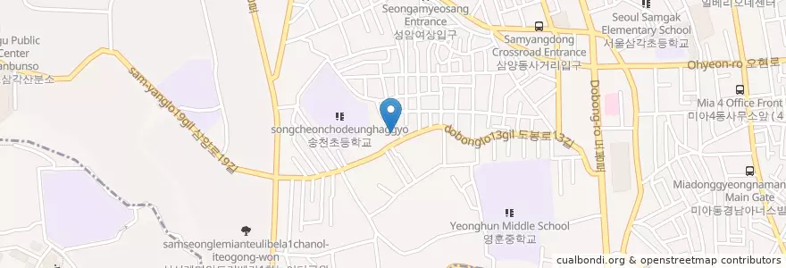 Mapa de ubicacion de Sungin Community Policing Center en South Korea, Seoul, Gangbuk-Gu, Songcheon-Dong.