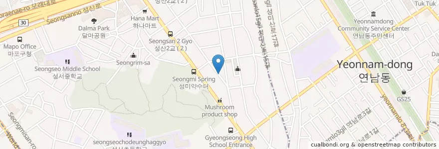 Mapa de ubicacion de 성산1치안센터 en کره جنوبی, سئول, 마포구, 성산1동, 성산1동.