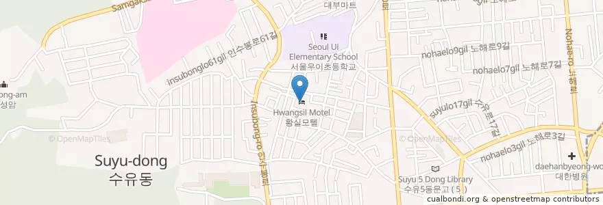 Mapa de ubicacion de 수유5치안센터 en کره جنوبی, سئول, 강북구, 인수동.