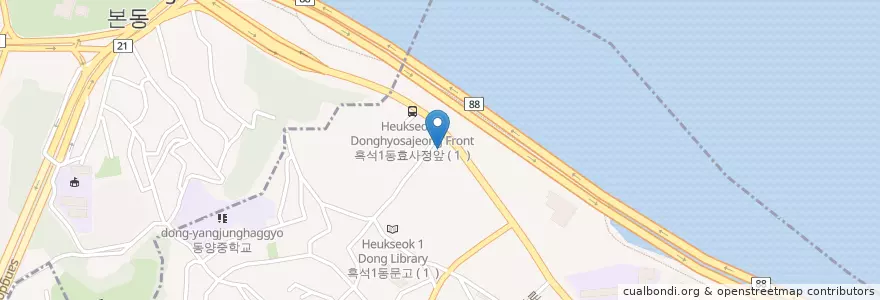 Mapa de ubicacion de 흑석1치안센터 en Korea Selatan, 서울, 흑석동.