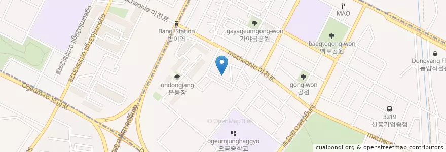 Mapa de ubicacion de 오금치안센터 en 大韓民国, ソウル, 松坡区, 오금동.