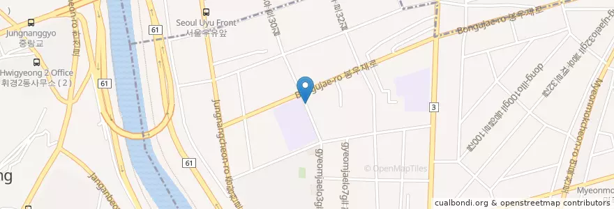 Mapa de ubicacion de 면목2치안센터 en Corée Du Sud, Séoul, 면목2동.
