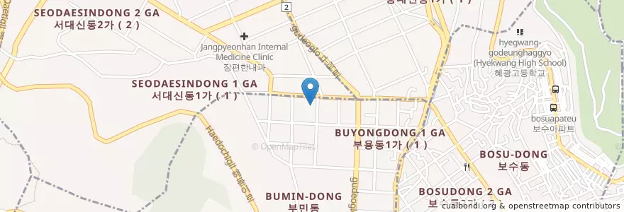 Mapa de ubicacion de 부산서부경찰서 en كوريا الجنوبية, بسان, 서구, 부민동.