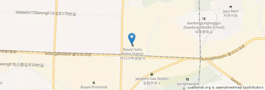 Mapa de ubicacion de 부산사하경찰서 en Coreia Do Sul, Busan, 사하구, 신평동.