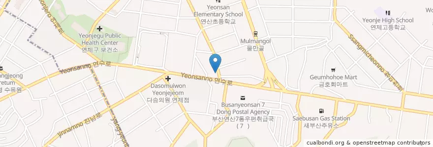Mapa de ubicacion de 연산2치안센터 en Corea Del Sur, Busan, 연제구, 연산동.