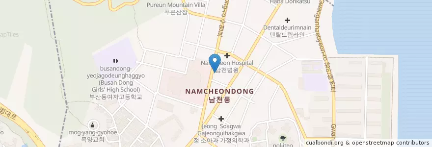Mapa de ubicacion de 남천1치안센터 en Coreia Do Sul, Busan, 수영구, 남천동.