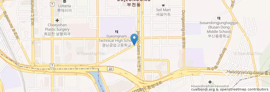 Mapa de ubicacion de 전포1치안센터 en 대한민국, 부산, 부산진구.