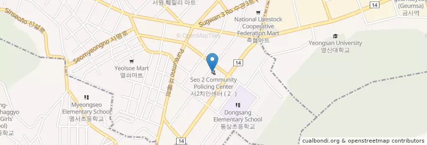 Mapa de ubicacion de Seo 2 Community Policing Center en South Korea, Busan, Seo-Dong.