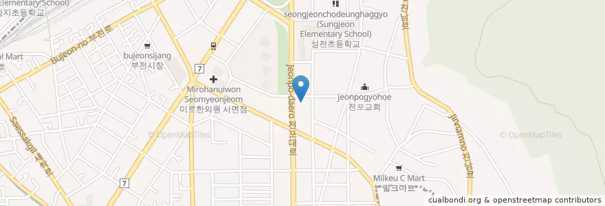 Mapa de ubicacion de 전포2치안센터 en كوريا الجنوبية, بسان, 부산진구, 전포동.