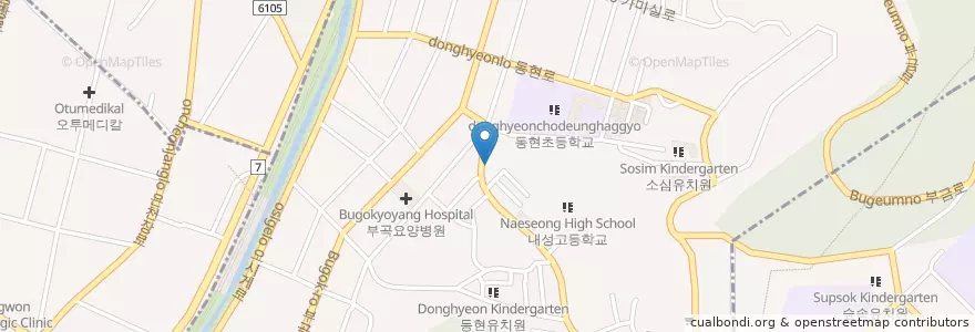 Mapa de ubicacion de 부곡1치안센터 en Güney Kore, Busan, 금정구.