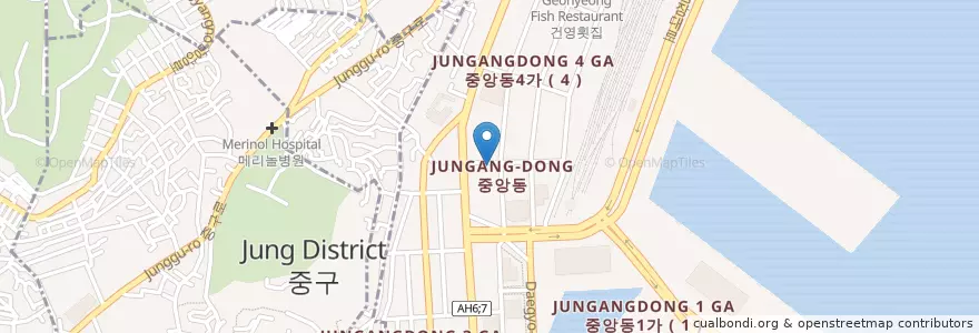 Mapa de ubicacion de 부산중앙치안센터 en كوريا الجنوبية, بسان, 중구.